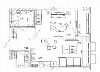 Продается 2-комнатная квартира, 44.3 м2, Ростов-на-Дону, проспект Стачки, 200с1