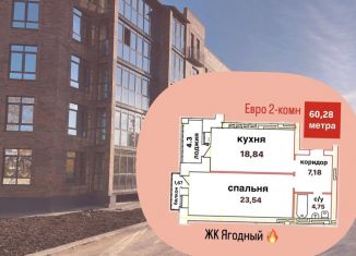 Продаю 1-комнатную квартиру, 60.3 м2, Белгородская область, Ягодная улица, 3