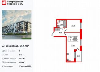 Продажа 1-комнатной квартиры, 35.6 м2, Санкт-Петербург, муниципальный округ Пулковский Меридиан