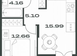 Однокомнатная квартира на продажу, 40.9 м2, Пенза, улица Каракозова