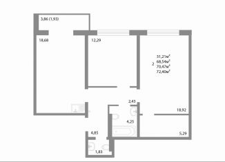 Продам 2-комнатную квартиру, 70.5 м2, Челябинск, улица Университетская Набережная, 113А