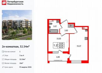 Продам 1-ком. квартиру, 32.5 м2, посёлок Шушары