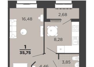 Однокомнатная квартира на продажу, 34.4 м2, Рязань, Московский район, Семчинская улица, 8