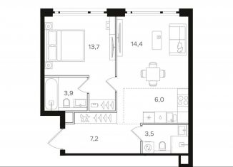 Продам однокомнатную квартиру, 48.7 м2, Москва