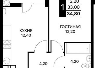 Продам однокомнатную квартиру, 34.8 м2, Ростов-на-Дону