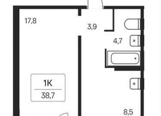 Продажа однокомнатной квартиры, 38.7 м2, Кемерово, улица Сибиряков-Гвардейцев, 3, Заводский район