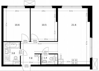 Продам двухкомнатную квартиру, 55.7 м2, Москва, жилой комплекс Большая Академическая 85, к3.4