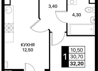 Продажа однокомнатной квартиры, 32.2 м2, Ростов-на-Дону