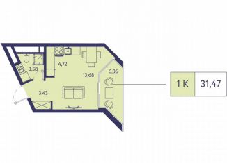 Продается 1-ком. квартира, 31.5 м2, посёлок городского типа Ливадия