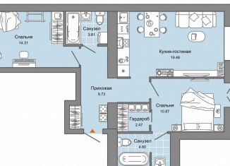 Продается трехкомнатная квартира, 68 м2, Ульяновск, проспект Авиастроителей, 22