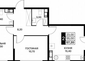 Продам 2-комнатную квартиру, 57.2 м2, Ростов-на-Дону