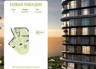 Продаю двухкомнатную квартиру, 84 м2, посёлок городского типа Ливадия