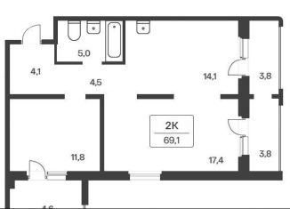 Продам 2-комнатную квартиру, 69.1 м2, Новосибирск, метро Площадь Маркса