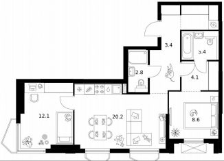 Продается 2-ком. квартира, 62.4 м2, Москва, жилой комплекс Мичуринский Парк, 4.5