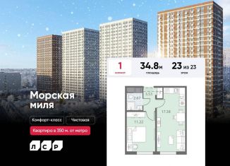 Продам 1-ком. квартиру, 34.8 м2, Санкт-Петербург, метро Автово