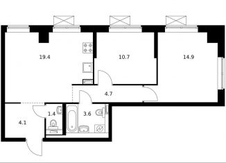 Продается 2-ком. квартира, 58.6 м2, Москва, жилой комплекс Кавказский Бульвар 51, 3.5, ЮАО