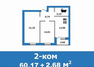 Продаю 2-комнатную квартиру, 60.2 м2, Волгоградская область, переулок Попова