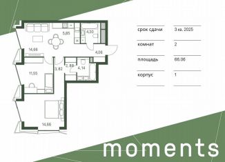 Продается 2-ком. квартира, 66.1 м2, Москва, 3-й Красногорский проезд, 5