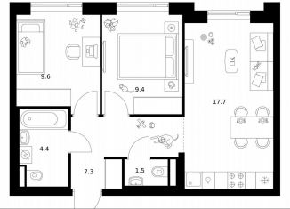 Продается 2-комнатная квартира, 49.9 м2, Москва, жилой комплекс Мичуринский Парк, 4.3