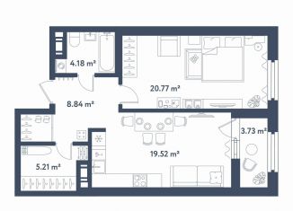 Продается однокомнатная квартира, 60.4 м2, Санкт-Петербург, муниципальный округ Московская Застава