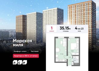 Продается 1-ком. квартира, 35.2 м2, Санкт-Петербург, метро Автово