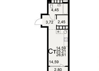 Продаю квартиру студию, 26.6 м2, Рязань