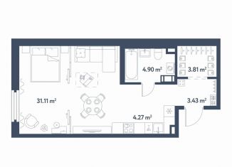 Продам квартиру студию, 47.5 м2, Санкт-Петербург, муниципальный округ Московская Застава