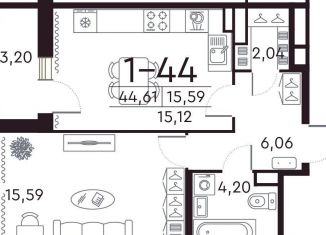 Продаю 1-комнатную квартиру, 43 м2, Санкт-Петербург, Петровский проспект, 22к2, метро Чкаловская