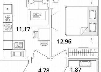 Однокомнатная квартира на продажу, 39.5 м2, Санкт-Петербург, Кубинская улица, 82к3с1, метро Звёздная